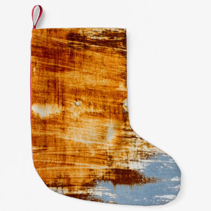 Rust steel sheet, textured background. small christmas stocking