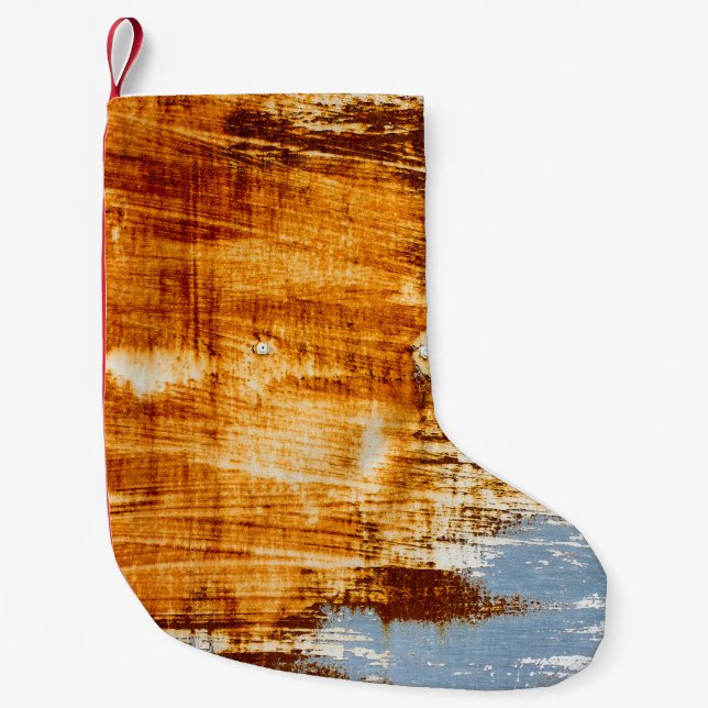 Rust steel sheet, textured background. small christmas stocking (Front)