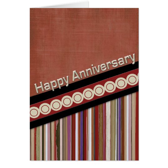 Rust Stripes and Circles 3D Anniversary Card