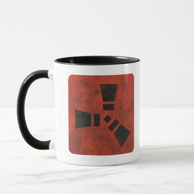 RUST Symbol Black on Dirty Red  Mug (Left)