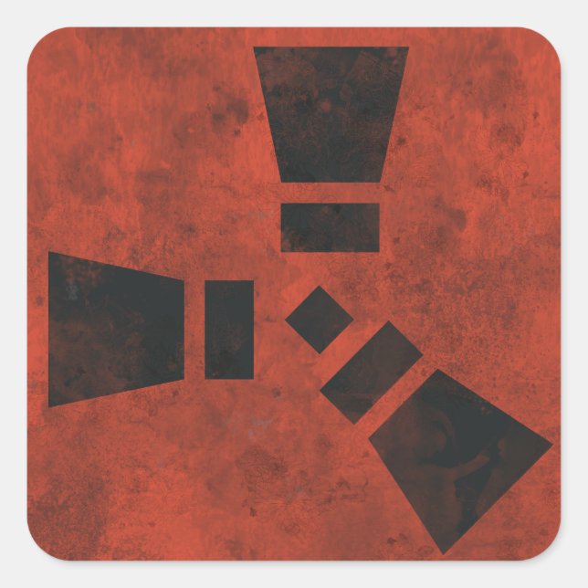 RUST Symbol Black on Dirty Red  Square Sticker (Front)