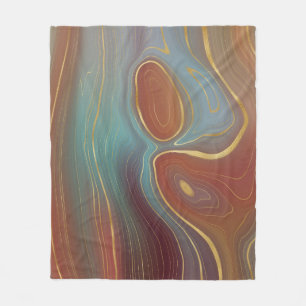 Rust & Teal Earth Strata   Fleece Blanket