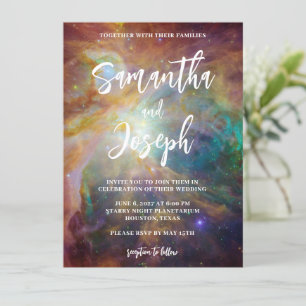 Rust Teal Orion Nebula Planetarium Wedding Invitation