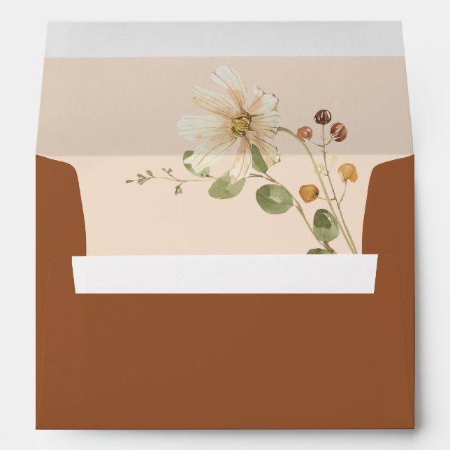 Rust Terracotta Boho Chic Wedding Envelope (Back (Bottom))