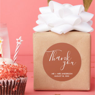 Rust Terracotta Boho Wedding Thank You Classic Round Sticker