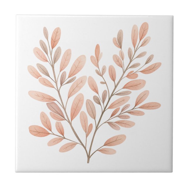 Rust Terracotta Brown Leaves Botanicals  Tile (Front)
