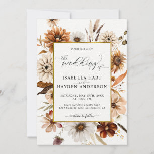 Rust Terracotta Fall All In One QR Code Wedding Invitation