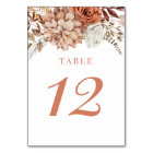 Rust Terracotta Fall Floral Wedding Table Number