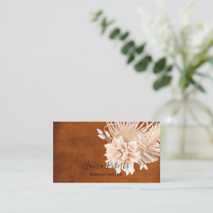 Rust Terracotta Flowers and Pampas Grass Business  Card