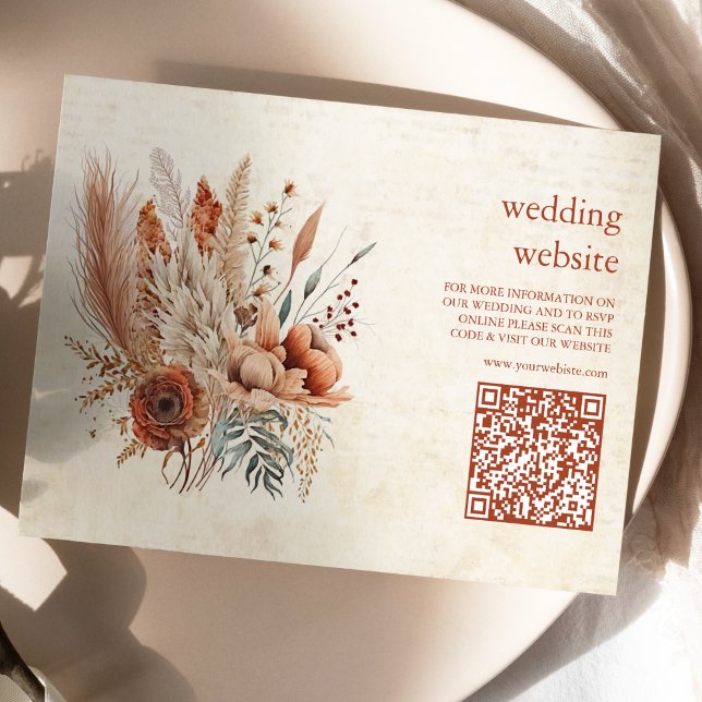 Rust Terracotta Flowers Burnt Orange Fall Wedding Enclosure Card (Creator Uploaded)