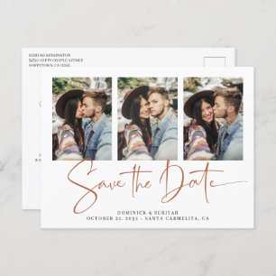 Rust Terracotta Handwritten Wedding Save the Date Postcard