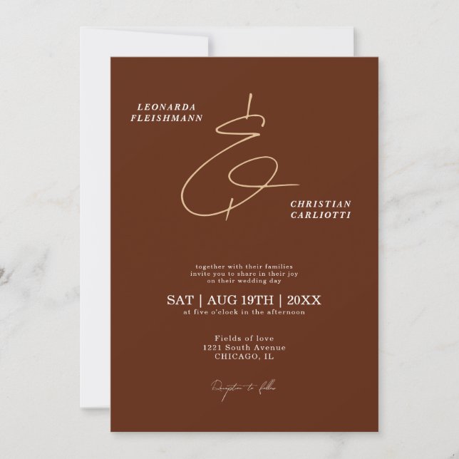 Rust Terracotta Minimalist Ampersand Wedding  Invitation (Front)