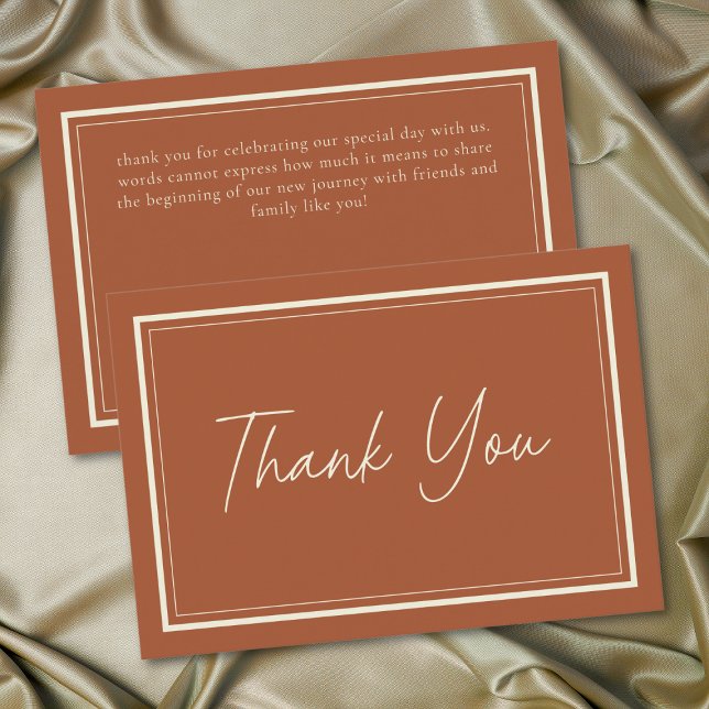 Rust Terracotta Minimalist Frame Wedding Thank You Card (Rust Terracotta Minimalist Frame Wedding Thank You Card)