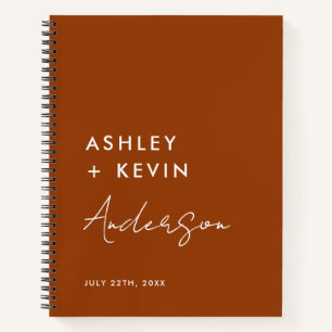 Rust Terracotta Minimalist Photo Wedding Notebook