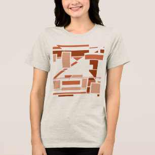 Rust Terracotta Red Beige Southwest Look Abstract Tri-Blend Shirt