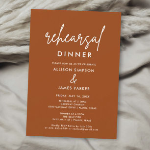 Rust Terracotta Rehearsal Dinner Invitation