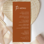 Rust Terracotta Wedding Dinner Menu<br><div class="desc">Minimalist Wedding Menu Cards | Modern Menu,  Wedding Dinner Menu,  Rustic Let's Eat Wedding Dinner and Drinks Menu,  Simple Calligraphy Rustic Wedding Menus Wedding Menus,  Rustic Wedding Menu,   Wedding Table Menu</div>