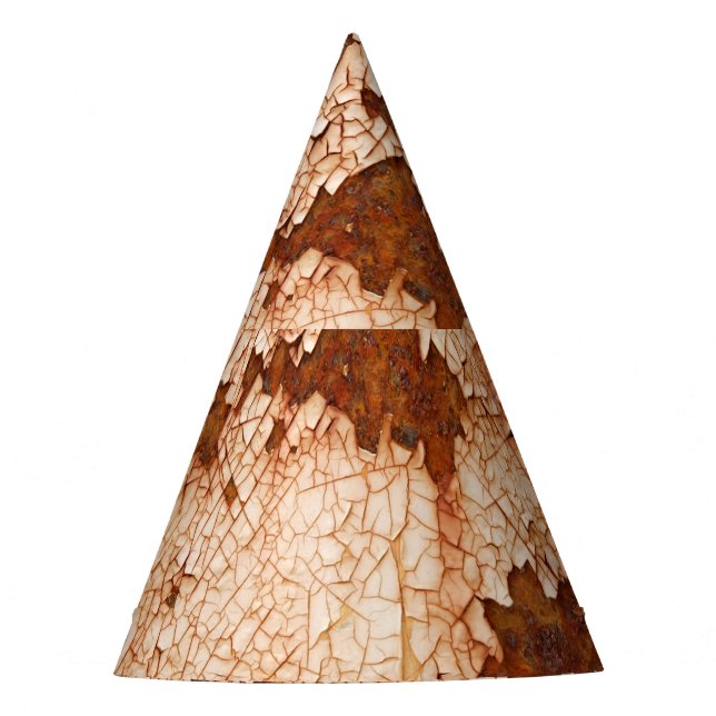 Rust textures: weathered surface background. party hat (Front)