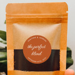 Rust The Perfect Bland Wedding Coffee Favours  Classic Round Sticker<br><div class="desc">Minimalist The Perfect Blend Wedding Favour Stickers</div>