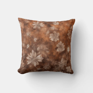Rust Throw Cushion Vintage Winter Flowers pattern