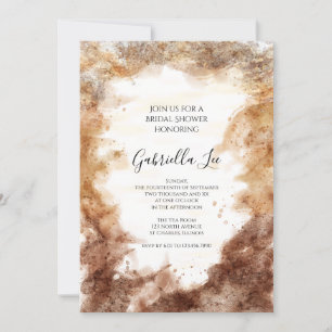 Rust Tones Abstract Watercolor Bridal Shower  Invitation