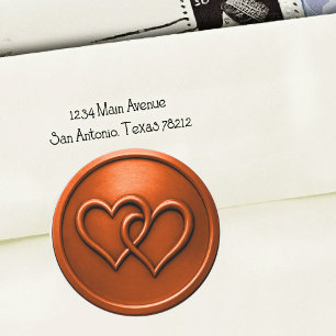 Rust Two Hearts Intertwined Wedding Classic Round Sticker