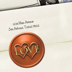 Rust Two Hearts Intertwined Wedding Classic Round Sticker