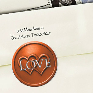 Rust Two Hearts Intertwined Wedding Classic Round Sticker