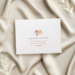 Rust Vintage Botanical Floral Fall Wedding RSVP Envelope