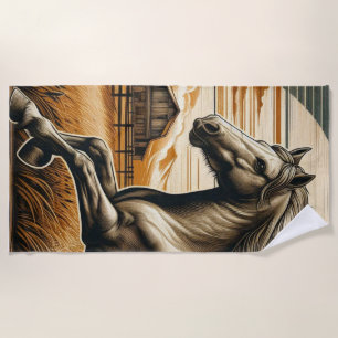 Rust/vintage horse/western beach towel