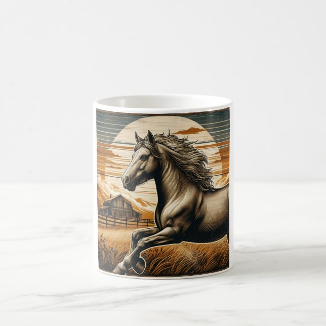 Rust/vintage horse/western  coffee mug (Center)
