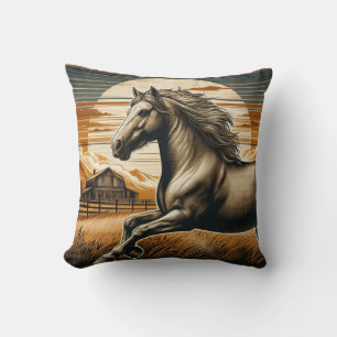 Rust/vintage horse/western  cushion