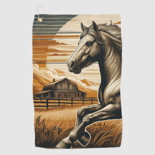 Rust/vintage horse/western golf towel