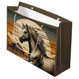 Rust/vintage horse/western large gift bag