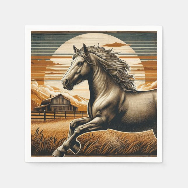 Rust/vintage horse/western  napkin (Front)