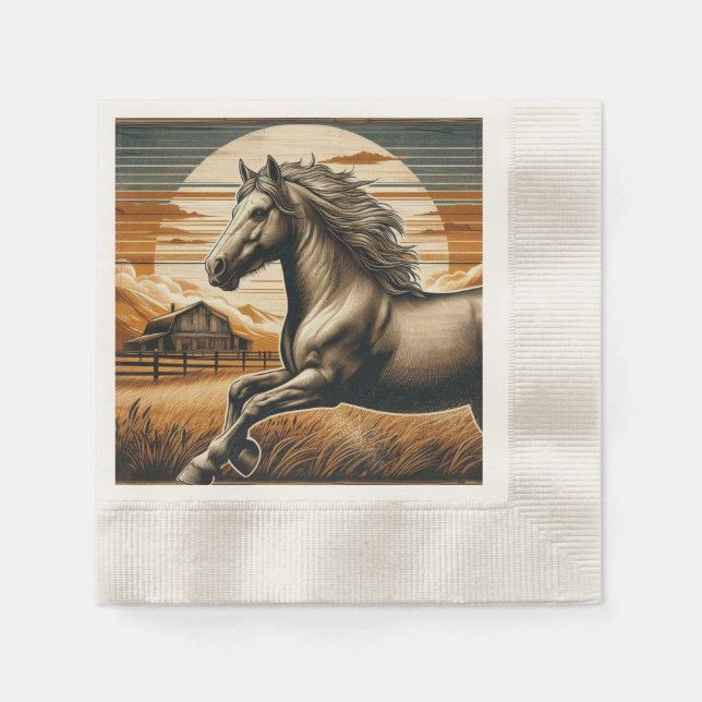 Rust/vintage horse/western  napkin (Front)