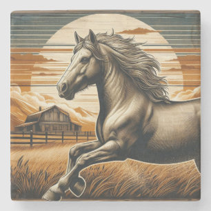 Rust/vintage horse/western  stone coaster