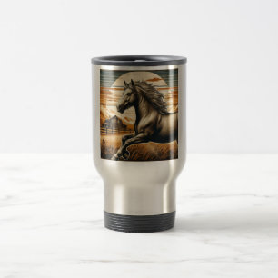 Rust/vintage horse/western travel mug