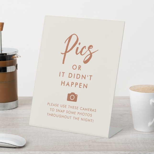 Rust Wedding Camera Pics or It Didn't Happen Pedestal Sign (In SItu)