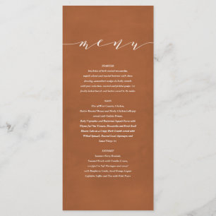 Rust + white elegant watercolor painted wedding menu