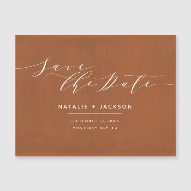 Rust + white elegant wedding save the date (Front)