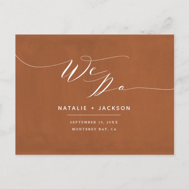 Rust + white we do elegant wedding postcard (Front)