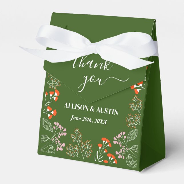 Rust Wildflower Botanical Garden Wedding Gift Favour Box (Front Side)