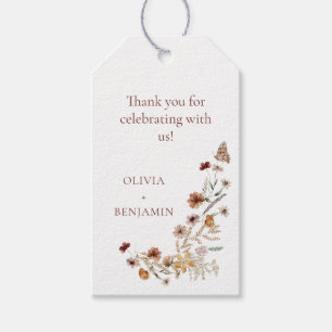 Rust Wildflower Butterfly Boho Custom Wedding Gift Tags