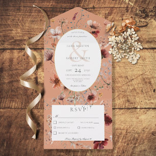 Rust Wildflower Floral Frame All in One Invitation