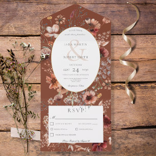 Rust Wildflower Floral Frame All in One Invitation