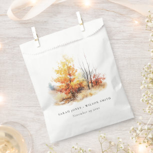 Rust Yellow Autumn Fall Landscape Plaid Wedding Favour Bags