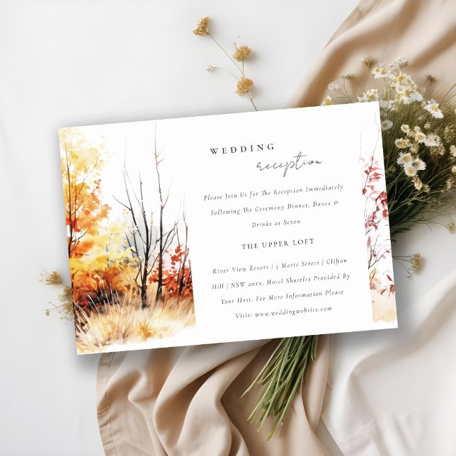 Rust Yellow Autumn Landscape Wedding Reception Enclosure Card (Creator Uploaded)