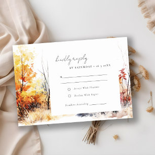 Rust Yellow Autumn Landscape Wedding Reception RSVP Card