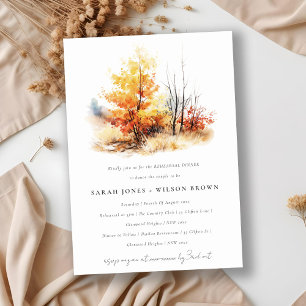 Rust Yellow Fall Landscape Plaid Rehearsal Dinner Invitation